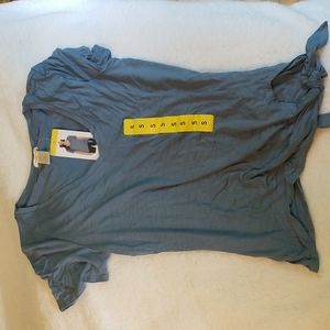 NWT V-neck side tie tee shirt size S sea blue color